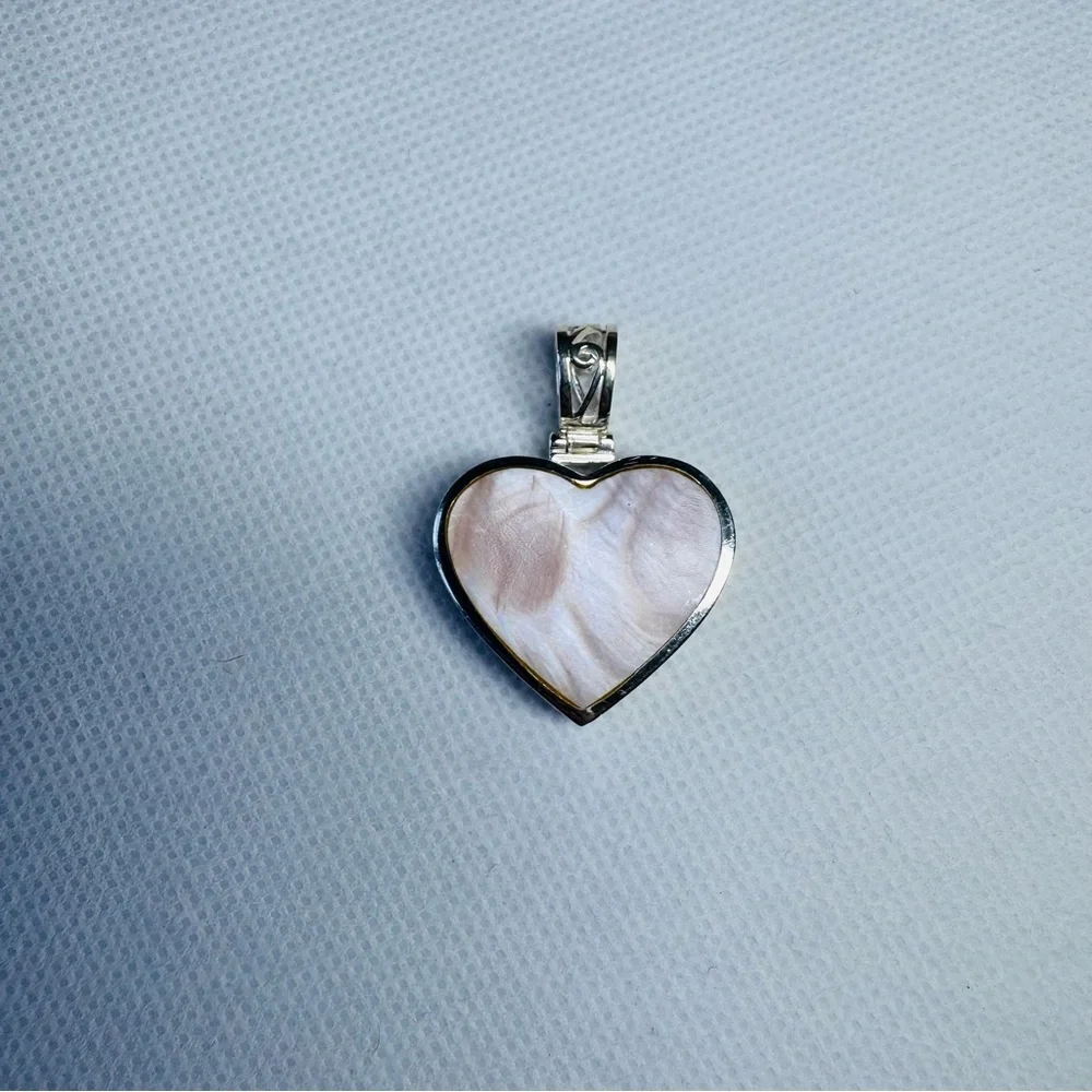 Vintage 925 Sterling Silver Pearl Heart Pendant